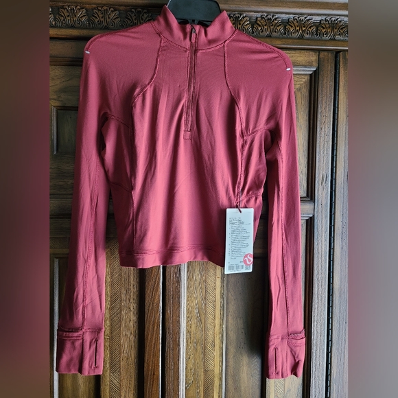 lululemon athletica Tops - NWT Lululemon sz. 6 Its Rulu Run Cropped Half-Zip Mulled Wine